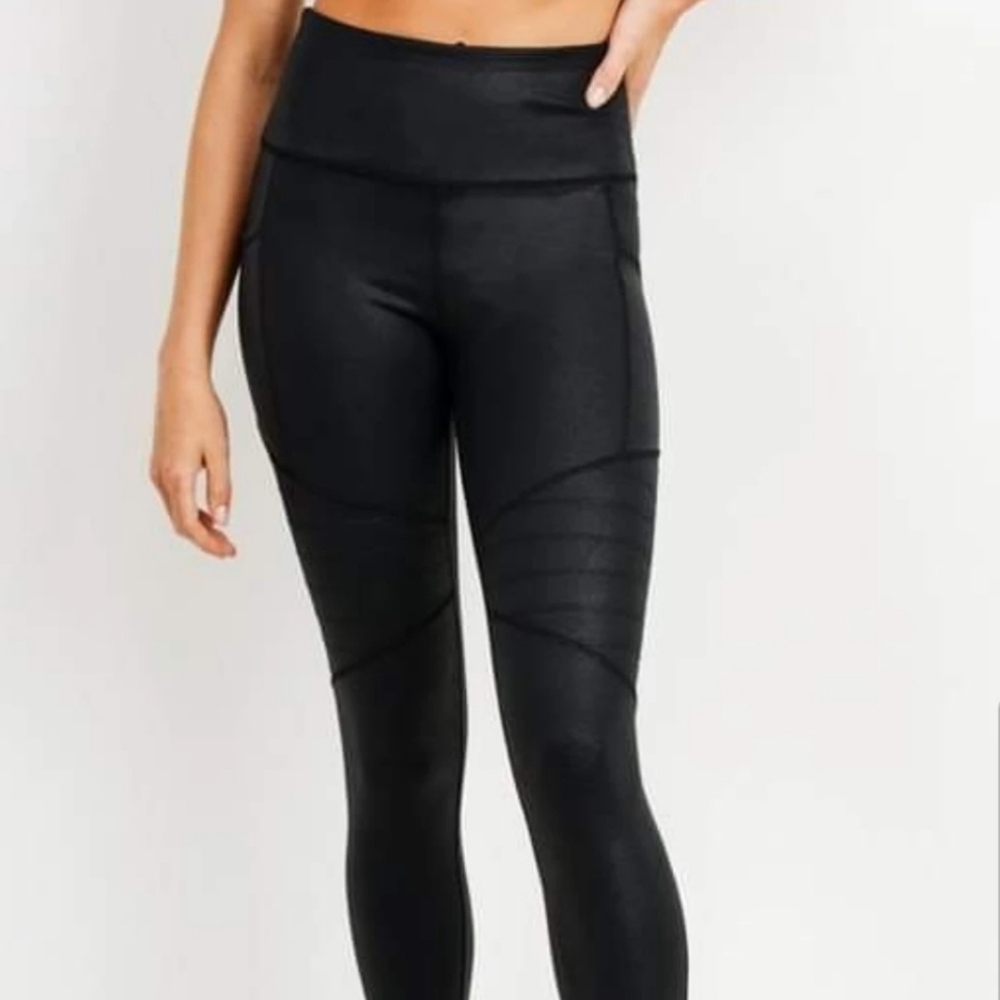 Faux leather moto leggings